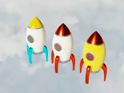 cartoon rocket001 Low-poly 3D model