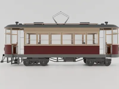 Old Tram Low-poly 3D model buy