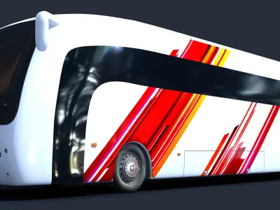 White striped Bus 01 3D model