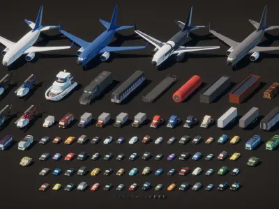 Low Poly Cartoon Vehicles Low-poly 3D model