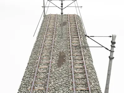 Train track poles pack 3D model