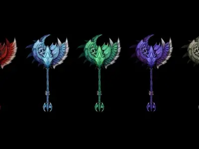 Dragon Scales Axe Low-poly 3D model