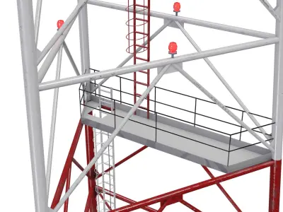 Telecommunication Cell Tower Low-poly 3D model