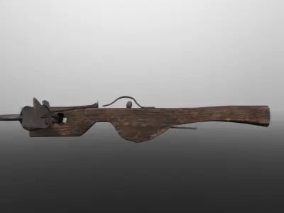 Lowpoly animated medieval crossbow with bolt game-ready Free low-poly 3D model