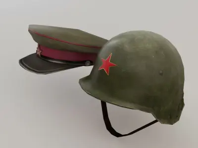 Chinese military Hats Lowpoly Low-poly 3D model