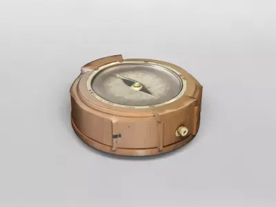 Vintage Wooden Compass 3D Model 3D model