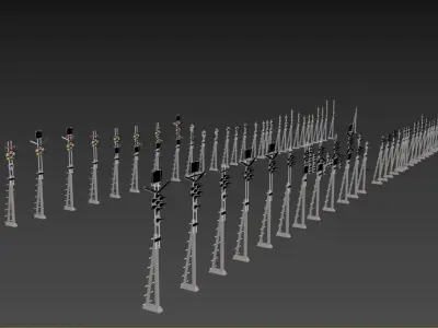 SKC-HSS Train Signals Low-poly 3D model