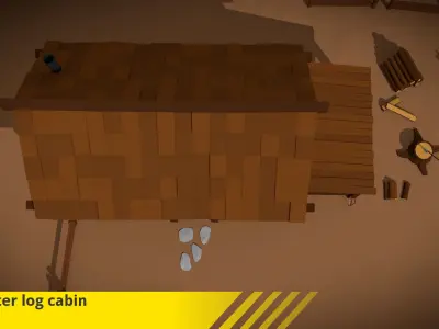 Woodcutter log cabin Low-poly 3D model