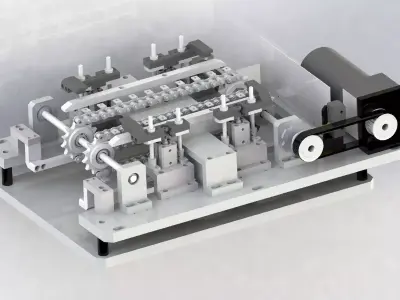 Chain convery with equidistant sending mechanism 3D model