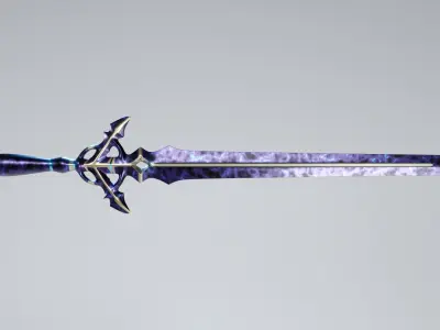 Fantasy Blue Lightning Sword Low-poly 3D model