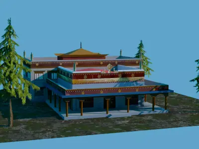 Low-Poly Himalayan Monastery Low-poly 3D model