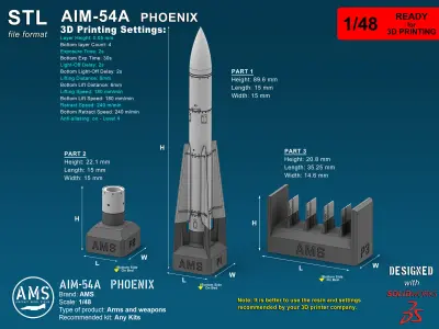AIM-54A Phoenix - Scale 1-48 3D print model