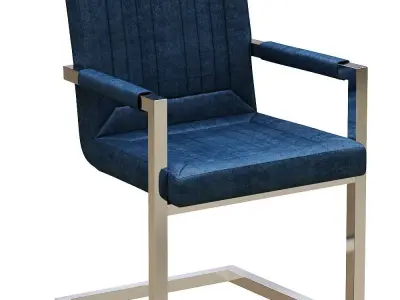Dining chair leather and metal Low-poly 3D model purchase