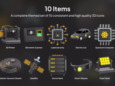 10 3D Technology Icon Pack 1 3D model