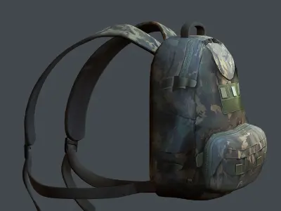 Backpack Camping Generic military human bag storqge baggage Low-poly 3D model 5