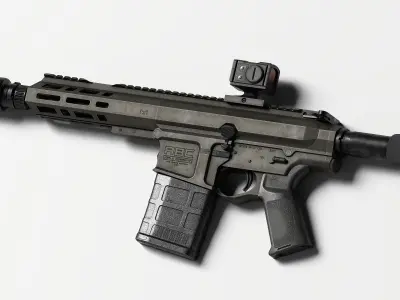AR Black Pistol Buffer Tube Low-poly 3D model