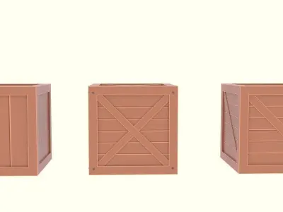 Low Poly Cartoon Crates Low-poly 3D model
