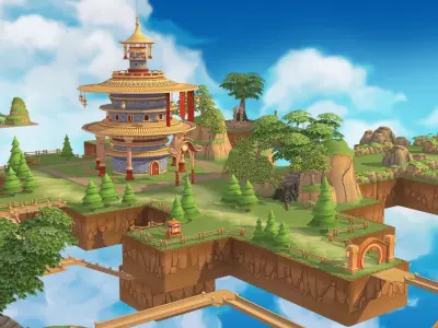 Asia Adventure Islands Low-poly 3D model