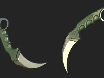 Karambit knife Low-poly 3D model 2
