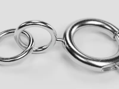 Chain End - Silver Spring Ring Jewelry Clasp with Links 3D model