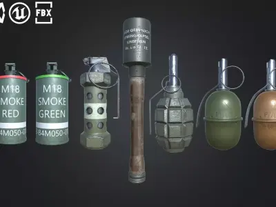 Grenade Pack Low-poly 3D model get