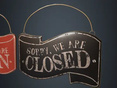 Open-Closed Sign - Vintage Open-Closed Sign - Red and Black Sign Low-poly 3D model