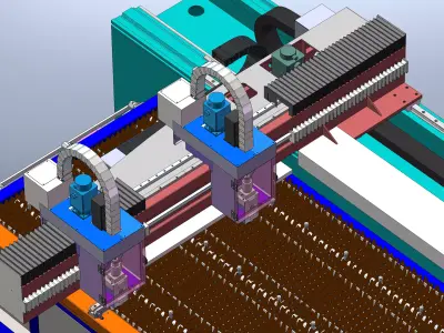 Dual-head cantilever laser machine 3D model