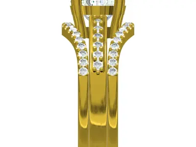 Antique Diamond Trinity Band for Women 3D print model
