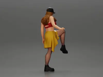 sexy girl in pantyhose mesh cap and shirt tied around her hips  3D print model