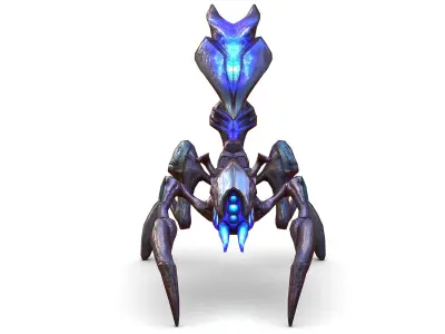 Blue alien UFO mutant scorpion Low-poly 3D model