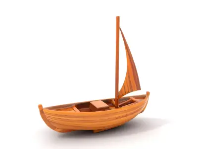 Wooden Sailboat Model Pack for Nautical Scenes Low-poly 3D model
