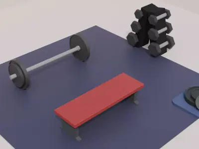  Minimalistic model of gym equipment Low-poly 3D model