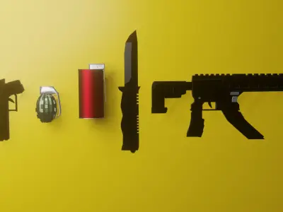 Tactical Weaponry Essentials Pack  3D Low Poly Game Ready Models Free low-poly 3D model