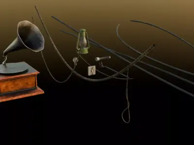 Pack random props mid-poly game-ready Low-poly 3D model