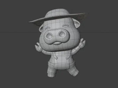 Cute Pig 3D Illustration 3D model 3