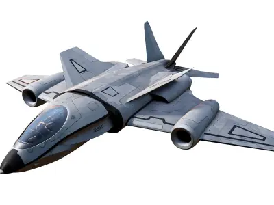 scifi interceptor aircraft Low-poly 3D model