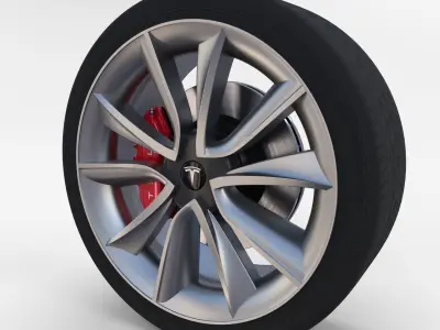 Tesla Model 3 Wheel Low-poly 3D model