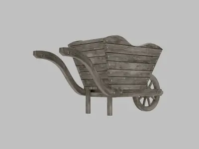 wooden old cart Low-poly 3D model buy