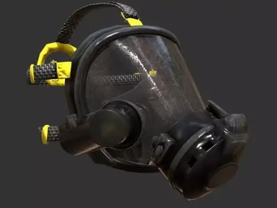 Gas Mask Fireman Firefighter Rebreather Gear Low-poly 3D model