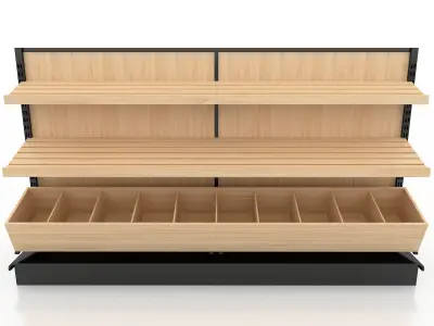 Shelf 3D model 4 wooden with shelves 3D model