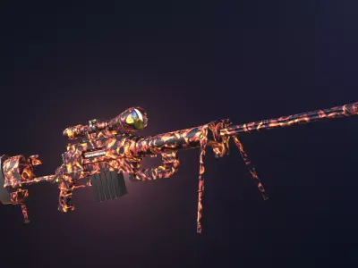 Sniper rifle CheyTac M200 Material low-poly Game 3D model