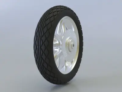 realistic and detailed motorcycle wheel 3D model