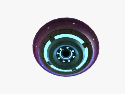 Alien Spaceship UFO B04 Purple Blue - Sci Fi Spacecraft Design Low-poly 3D model