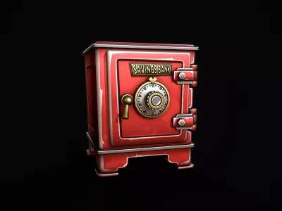 Stylized Retro Safe Low-poly 3D model