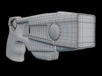 Taser gun with light Low-poly 3D model