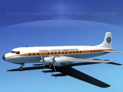 Douglas DC-7C Federal AA 3D model