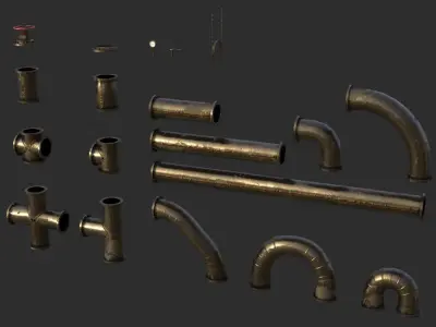 Steampunk Pipes Low-poly 3D model