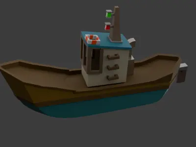 fishin boat for your game Low-poly 3D model