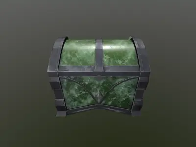 Stylized 3D low poly malachite chest Low-poly 3D model