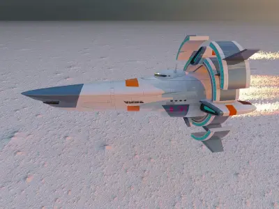 Futuristic 3D Space Ship 2023  2024 Model Fly vehicle Low-poly 3D model